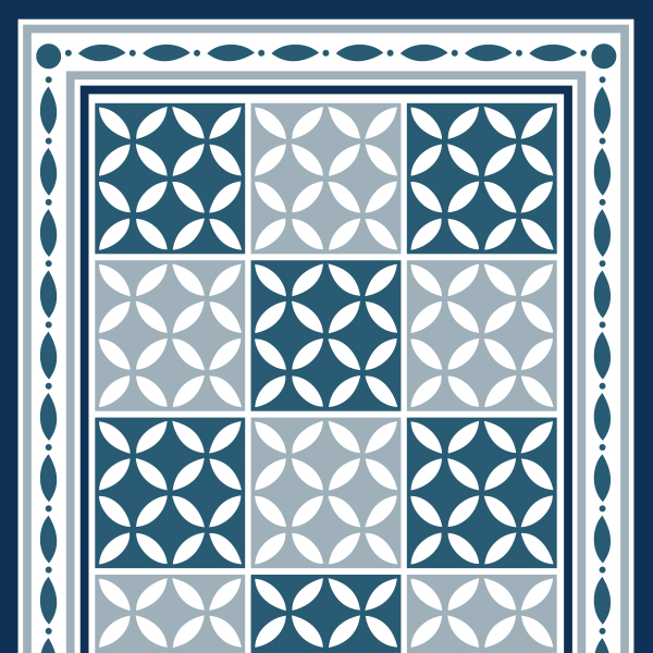 Alfombra Vinílica Mosaico Hexágonos Tono Azul